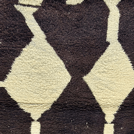 Tapis berbère Beni Ouarain crème noir 100% laine de mouton - 170cm / 110cm thumbnail 2