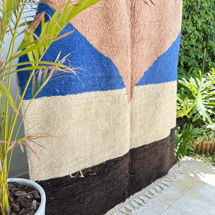 Tapis berbère Beni Ouarain tabac 100% laine de mouton thumbnail 2