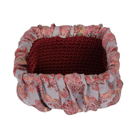 Sac en brocart gris et rose thumbnail 2
