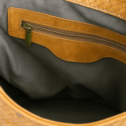 Sac fourre-tout en cuir Tan fait à la main - Design tissé thumbnail 3