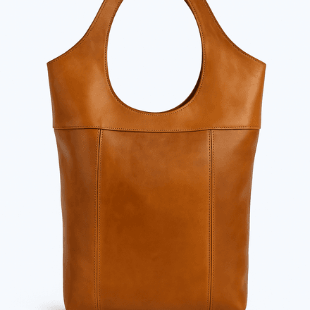 Sac fourre-tout en cuir avec poignée circulaire thumbnail 1