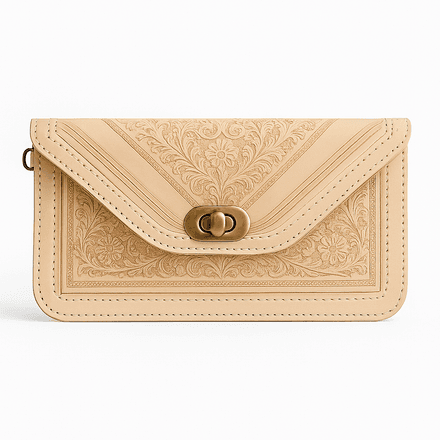 Sac À Bandoulière En Cuir - Design Floral Gaufré À La Main thumbnail 1