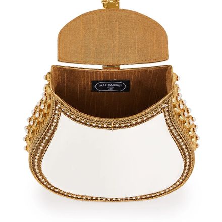 Nimmi Pearl Purse -Bridal -Classic -Gold & Off White thumbnail 4