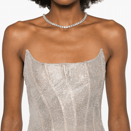 robe-bustier longue à ornements en cristal thumbnail 3