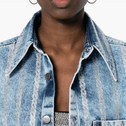 MARBLED DENIM SHIRT WITH CRYSTAL  thumbnail 2