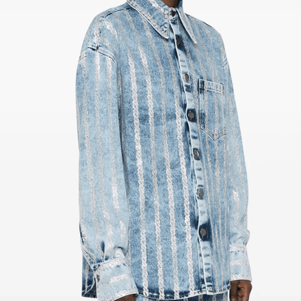 MARBLED DENIM SHIRT WITH CRYSTAL  thumbnail 4
