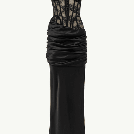 ROBE LONGUE EN DENTELLE ET SATIN thumbnail 1