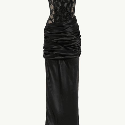 ROBE LONGUE EN DENTELLE ET SATIN thumbnail 2