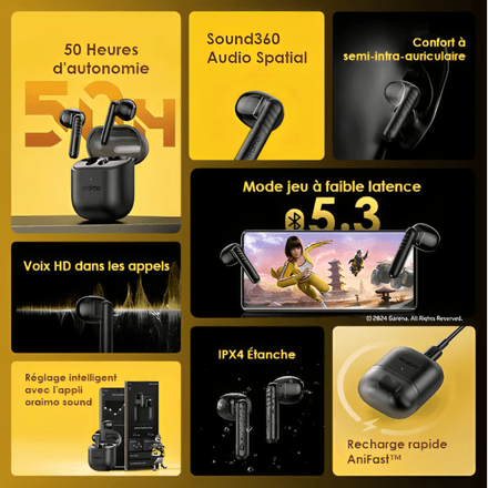 oraimo FreePods Neo – Écouteurs Sans Fil Intra-Auriculaires Édition Spéciale Free Fire thumbnail 7