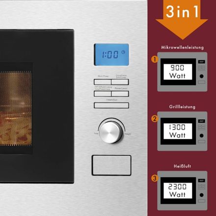 Micro-ondes encastrable inox 25L avec grill et convection, MWG 3001 HEB thumbnail 2