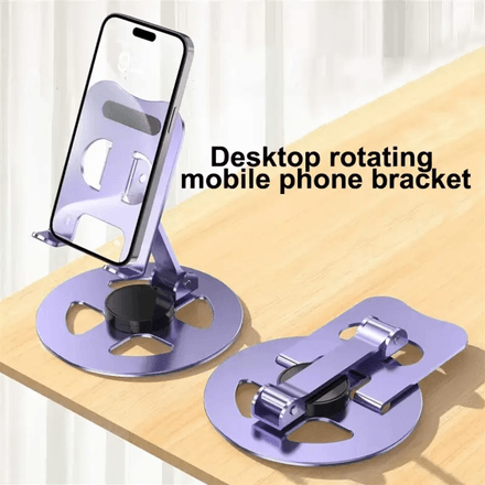 Support mobile metal pliable 360 degres base stable - couleure aleatoire thumbnail 2