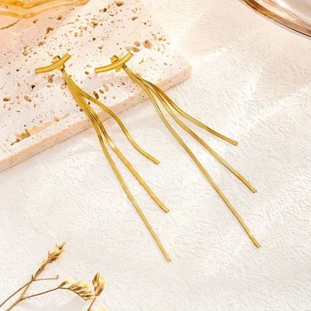 Boucles D’oreilles Femme Longues Minimalistes  Élégance Moderne Style Déesse Raffiné thumbnail 3