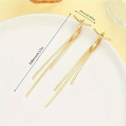Boucles D’oreilles Femme Longues Minimalistes  Élégance Moderne Style Déesse Raffiné thumbnail 4