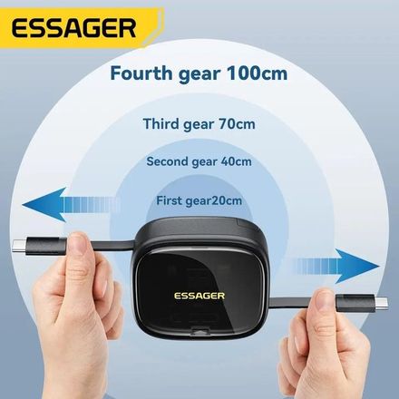 Essager-Mini boîte de rangement de voyage multifonctionnelle, charge rapide, USB A/C vers VopeC, câble Micro Rains, support de téléphone thumbnail 5