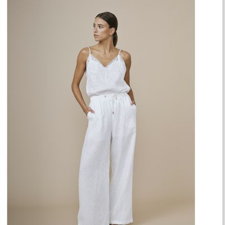 PANTALON EN LIN BLANC thumbnail 2