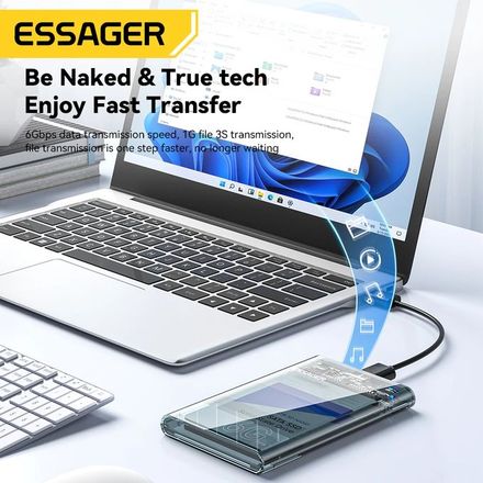 ESSAGER Boîtier de disque dur SATA 2.5 pouces, USB 3.0, boîtiers de stockage pour SSD 2.5 pouces thumbnail 3