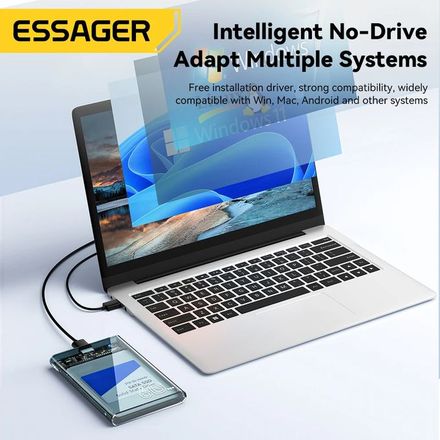 ESSAGER Boîtier de disque dur SATA 2.5 pouces, USB 3.0, boîtiers de stockage pour SSD 2.5 pouces thumbnail 5