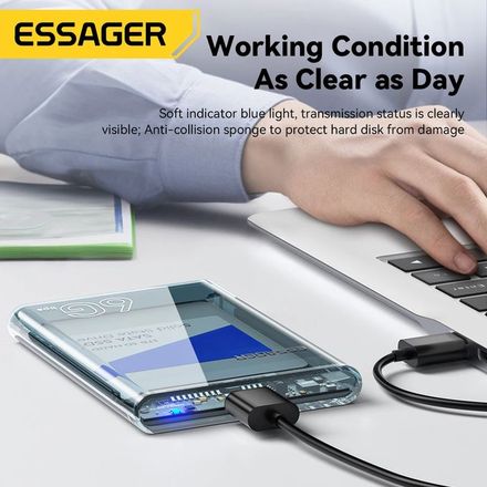 ESSAGER Boîtier de disque dur SATA 2.5 pouces, USB 3.0, boîtiers de stockage pour SSD 2.5 pouces thumbnail 6