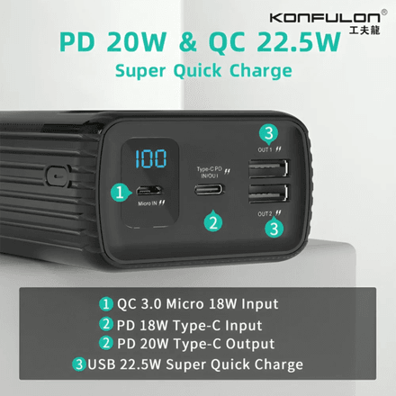 Pack A24Q Power Bank 50000 mAh + Cable USB vers USB-C thumbnail 6