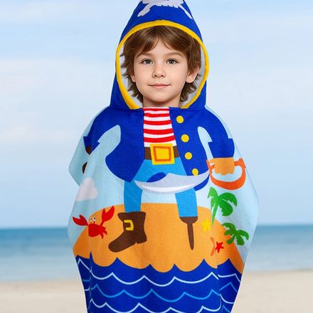 Serviette à Capuche Enfant Pirate – Douce, Absorbante, Idéale Plage & Bain (3-10 Ans) thumbnail 1