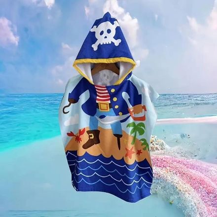 Serviette à Capuche Enfant Pirate – Douce, Absorbante, Idéale Plage & Bain (3-10 Ans) thumbnail 2