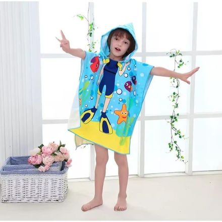 Serviette à Capuche Enfant Plongeur – Ultra Douce & Absorbante – 3 à 10 Ans thumbnail 1
