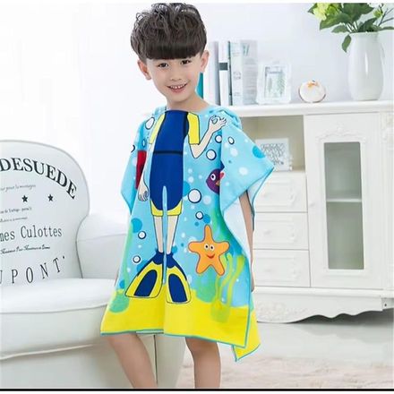 Serviette à Capuche Enfant Plongeur – Ultra Douce & Absorbante – 3 à 10 Ans thumbnail 2