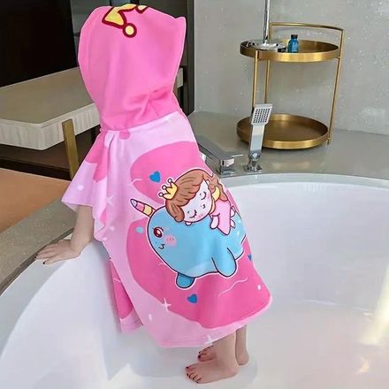 Serviette à Capuche Enfant Princesse Baleine – Douce & Absorbante – 3 à 10 Ans thumbnail 3