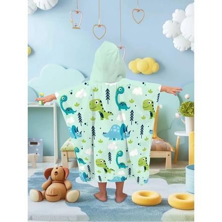 Serviette à Capuche Dinosaure Vert Clair – Douce & Ludique – Enfants 3 à 10 Ans thumbnail 4