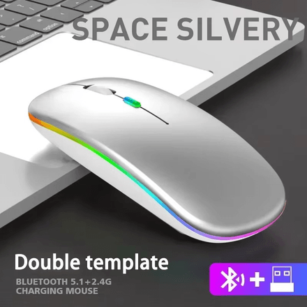 Souris sans Fil Rechargeable Silencieuse Rétro-Éclairée par LED Souris Ordinateur Portable Souris 2.4Ghz Récepteur Bluetooth double Mode souris optique thumbnail 1