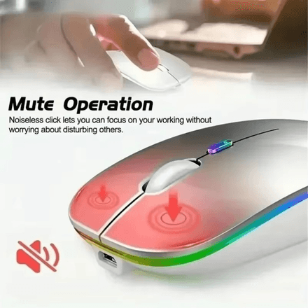 Souris sans Fil Rechargeable Silencieuse Rétro-Éclairée par LED Souris Ordinateur Portable Souris 2.4Ghz Récepteur Bluetooth double Mode souris optique thumbnail 2