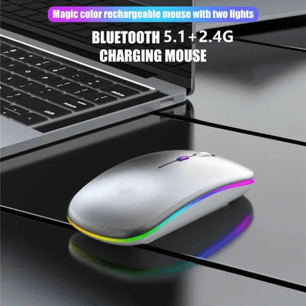 Souris sans Fil Rechargeable Silencieuse Rétro-Éclairée par LED Souris Ordinateur Portable Souris 2.4Ghz Récepteur Bluetooth double Mode souris optique thumbnail 4