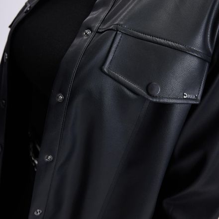 Tunique en cuir  à col de chemise thumbnail 5