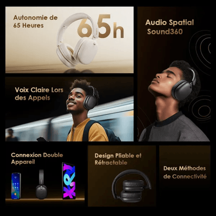 Boompop Lite – Casque Sans Fil avec Enc Son Puissant & Confort Absolu + Cable Auxiliaire Gratuit thumbnail 3