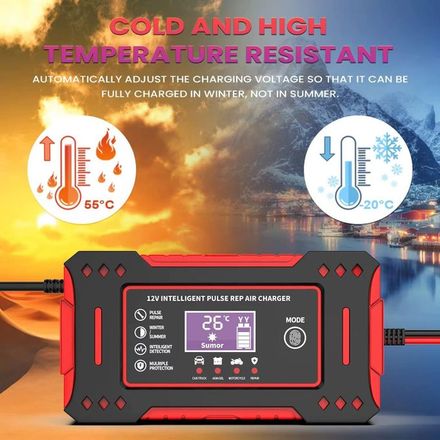 Chargeur de batterie de voiture 12V 6A, réparation d'impulsions, écran LCD, Charge rapide intelligente, AGM, Cycle profond, GEL, plomb-acide, pour automobile et moto thumbnail 3