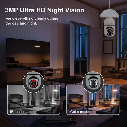Caméra de Surveillance Extérieure Wifi 5G Bulbe, IP WiFi 3MP,Vision Nocturne, Suivi Humain Existent thumbnail 4
