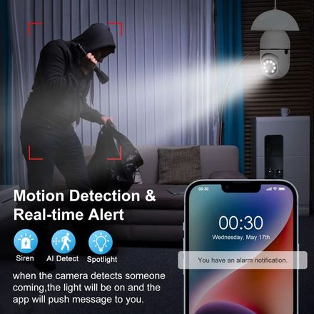 Caméra de Surveillance Extérieure Wifi 5G Bulbe, IP WiFi 3MP,Vision Nocturne, Suivi Humain Existent thumbnail 5