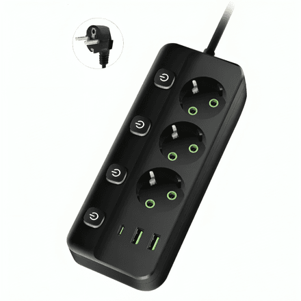 Multiprise QL-1096U 2500W – Câble 3m + USB  Type-C thumbnail 1