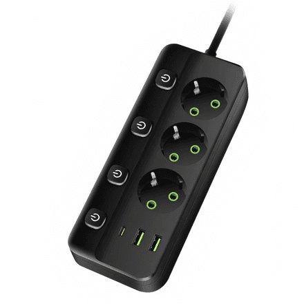 Multiprise QL-1096U 2500W – Câble 3m + USB  Type-C thumbnail 2