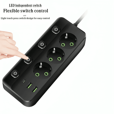Multiprise QL-1096U 2500W – Câble 3m + USB  Type-C thumbnail 3