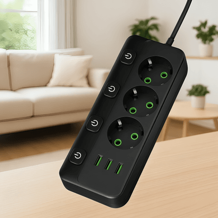 Multiprise QL-1096U 2500W – Câble 3m + USB  Type-C thumbnail 4