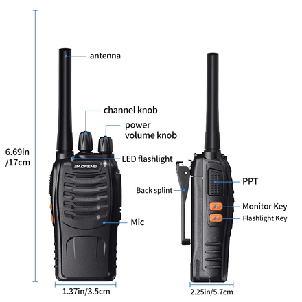 Talkie-walkie Portable BF-888S Radio Bidirectionnelle UHF 888s,émetteur-récepteur Portable 16 canaux 400-470MHz avec oreillette,2 pièces thumbnail 8