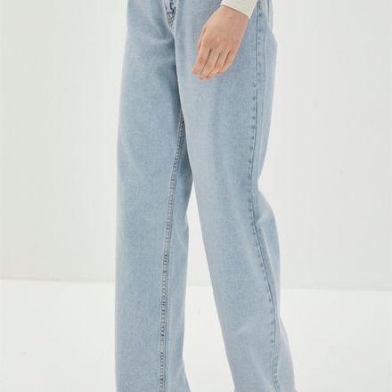 Denim taille haute jambe large pantalon  thumbnail 1