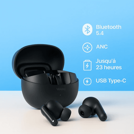 Écouteurs Sans Fil  V-PRO Noir – ANC/ENC, Bluetooth 5.4, Boîtier Rechargeable, Double Connexion 2.4G thumbnail 2