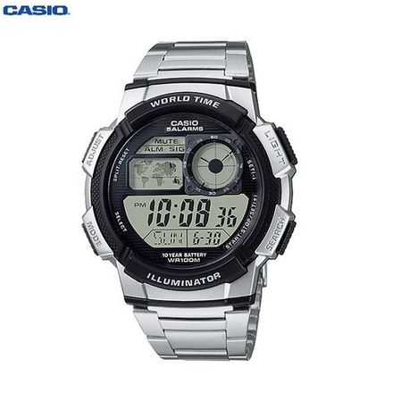 Montre d'heure Mondiale Illuminateur Bracelet Acier Inoxydable Digital-AE-1000wd-1avdf thumbnail 1