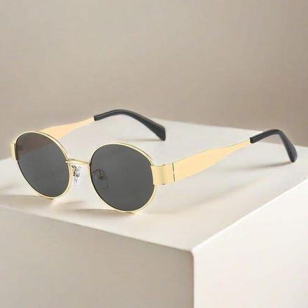 Lunettes de soleil ovales rétro femme – Métal haut de gamme, look luxe & protection UV400 thumbnail 2