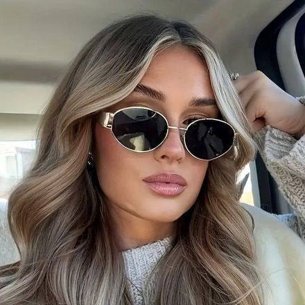 Lunettes de soleil ovales rétro femme – Métal haut de gamme, look luxe & protection UV400 thumbnail 3