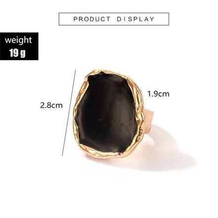 Grande Bague Pierre Noire Métal Bohème thumbnail 4