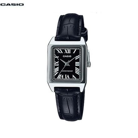 Montre pour femme Bracelet en cuir noir cadran romain résistant à l'eau-Ltp-v007l-1budf thumbnail 1