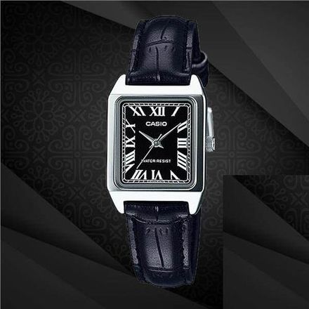 Montre pour femme Bracelet en cuir noir cadran romain résistant à l'eau-Ltp-v007l-1budf thumbnail 3